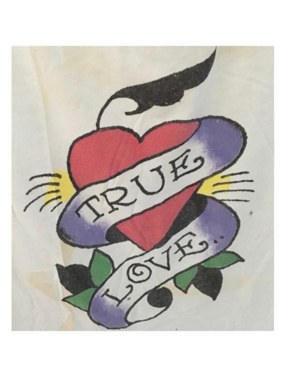 HTF: new Y2K Ed Hardy ❤︎︎ Iconic True Love Tattoo Tee ❤︎︎ Dirty White Grunge T - Picture 8 of 16